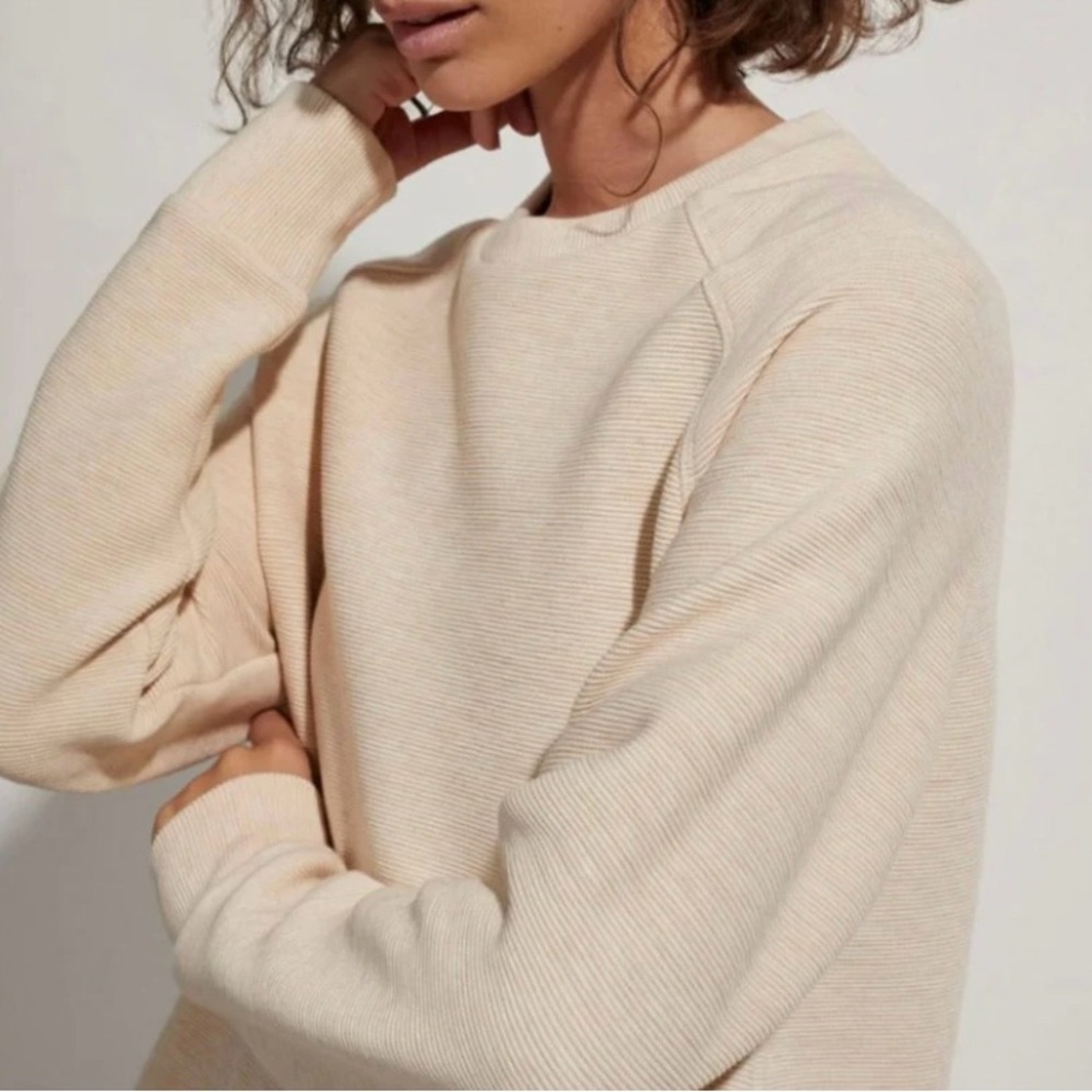 Varley Manning Crewneck Sweatshirt Ribbed Side Zippers Longline Relaxed Size L